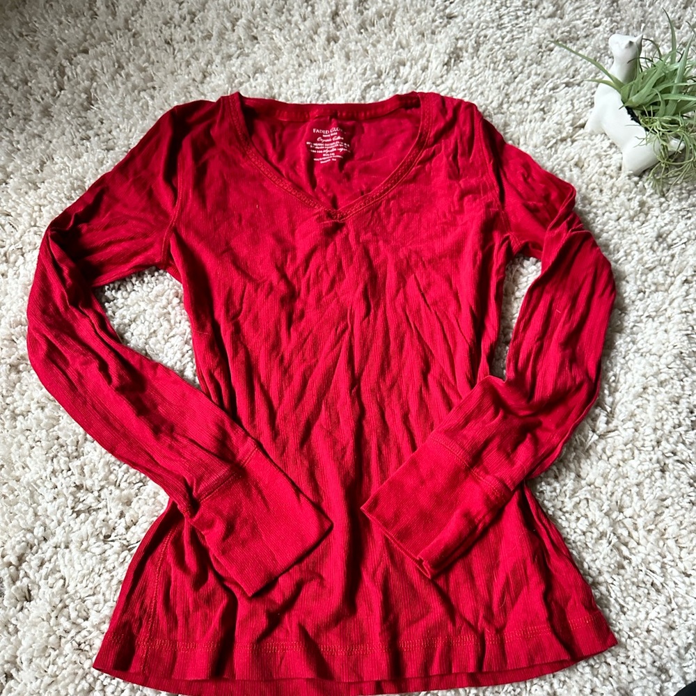 Faded Glory vintage 2000s Y2k Red long sleeve belly casual cute simple m…